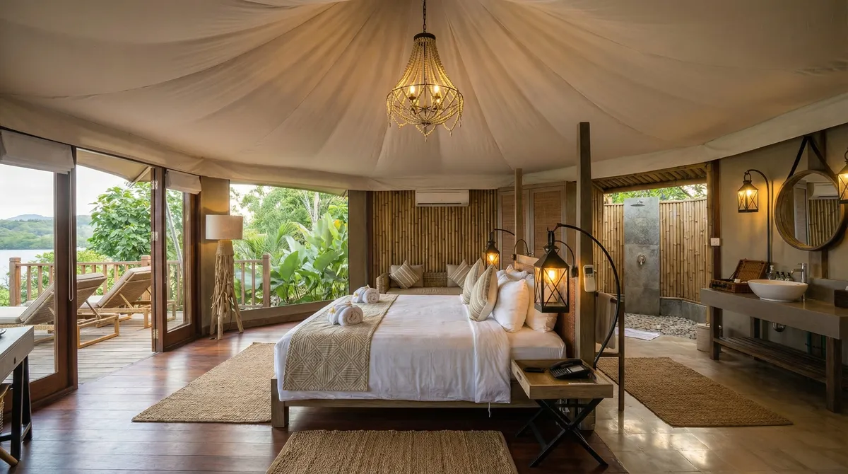 AMANI Nature Resort — tent overlooking the rice fields