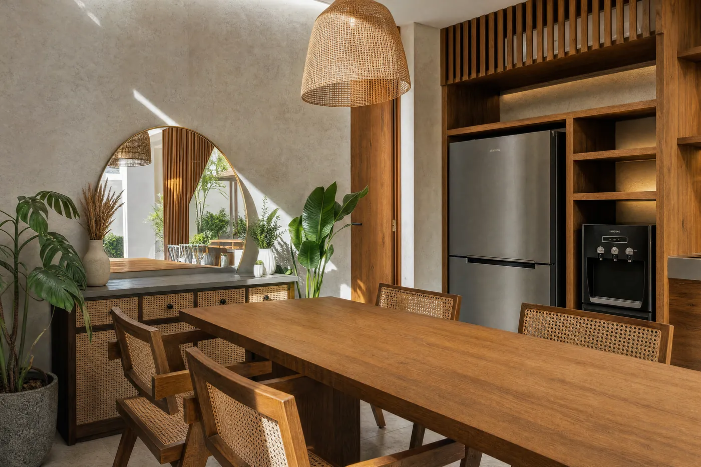 Villa Seseh — dining room with a solid teak table