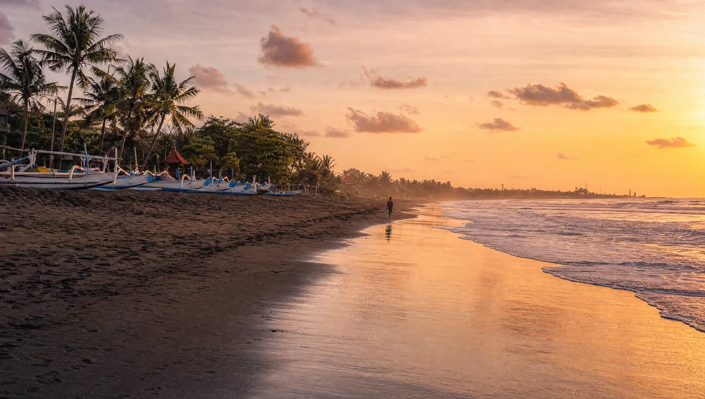 Seseh beach — black sand and sunset